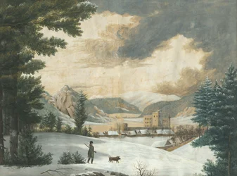 Winterlandschaft mit Jäger